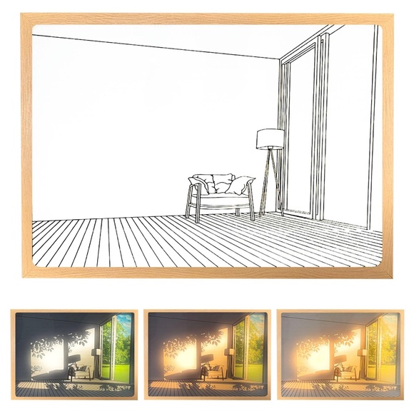 Lighting Painting Decoration, 3-Color Acrylic Adjustable LED Glowing Photo Frame - Picture 1 of 10